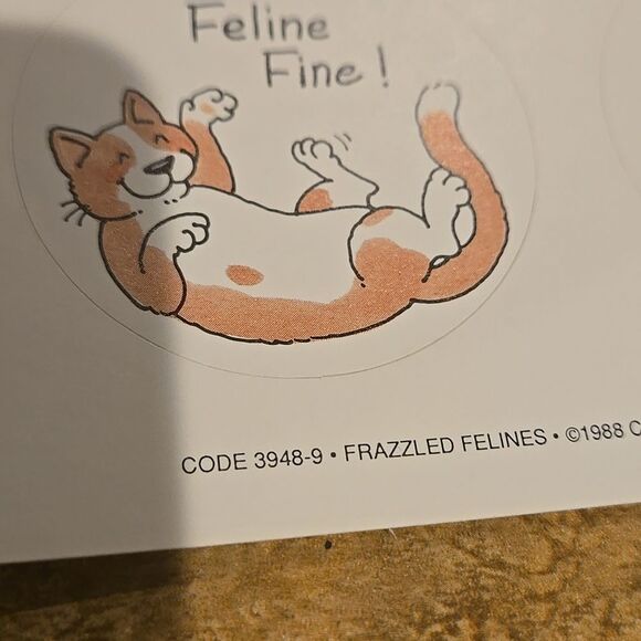 Frazzled Felines 1 Sheet of Cat Stickers Current  1988 Made in USA 5 Total vtg - Picture 7 of 16